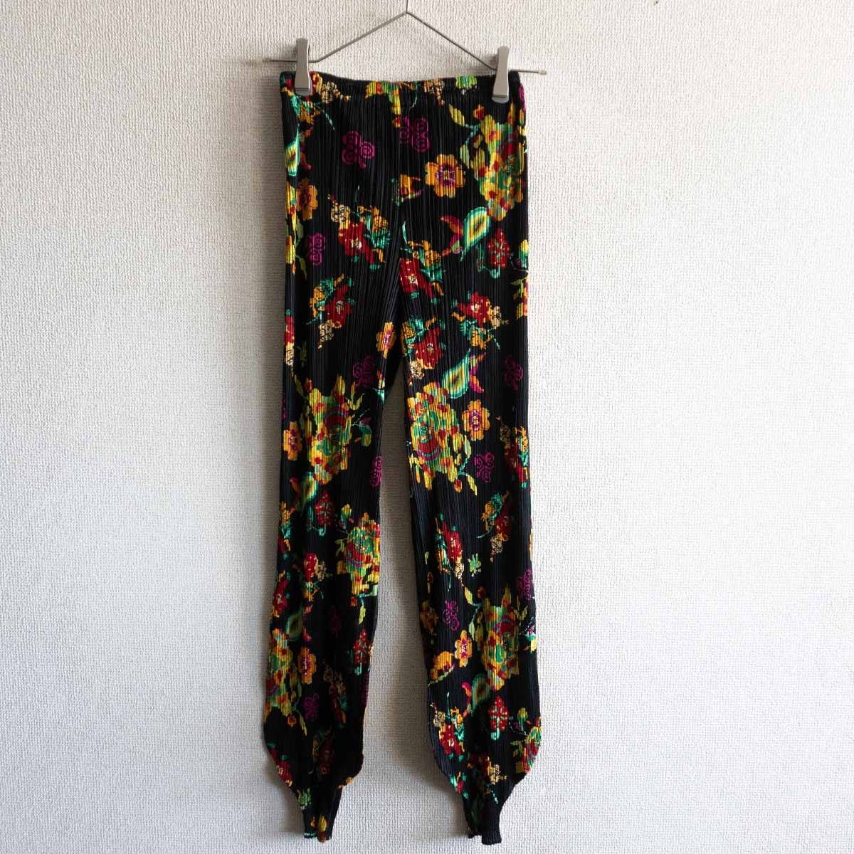 PLEATS PLEASE ニット柄　プリーツパンツ 美品】PLEATS PLEASE【柄 プリーツ リブ パンツ】 プリーツプリーズ