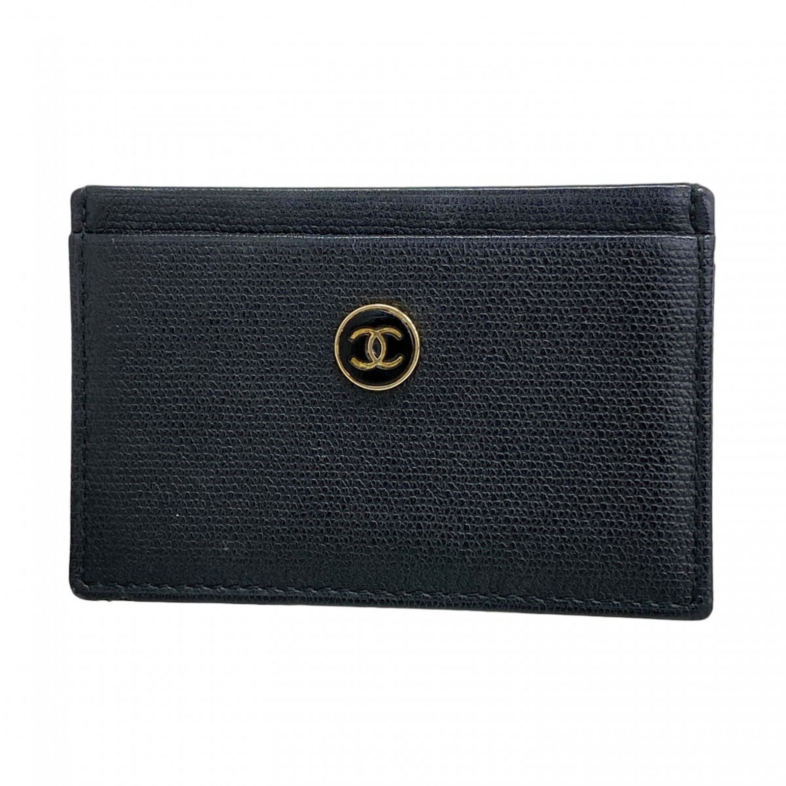 シャネル Chanel シャネル 名刺入れ カードケース ココボタン レザー ブラック レディース