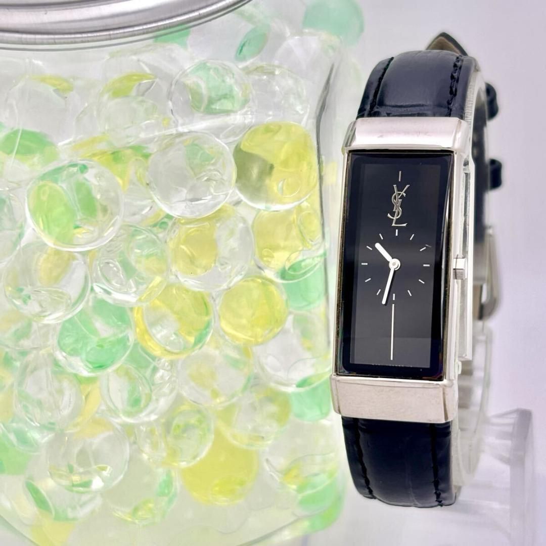 ◇YSL イヴサンローラン 腕時計 クォーツ デイト シルバーカラー 稼働