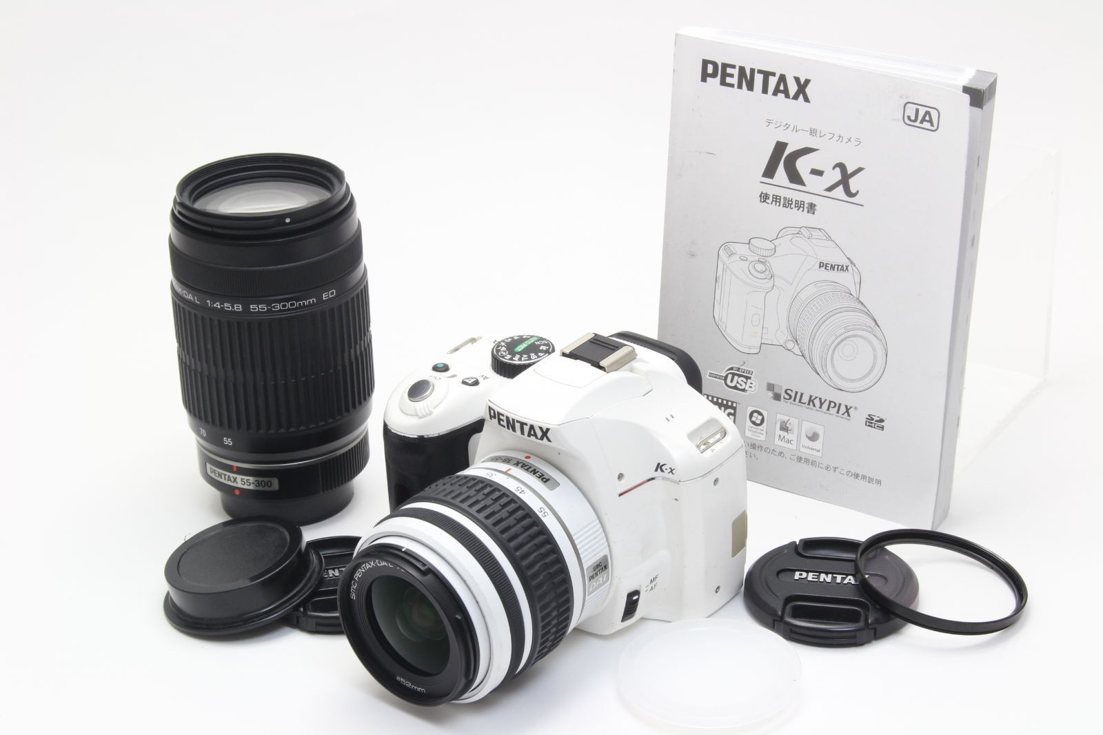 ホワイト】PENTAX K-x ダブルズームセット ※液晶・ファインダー訳あり
