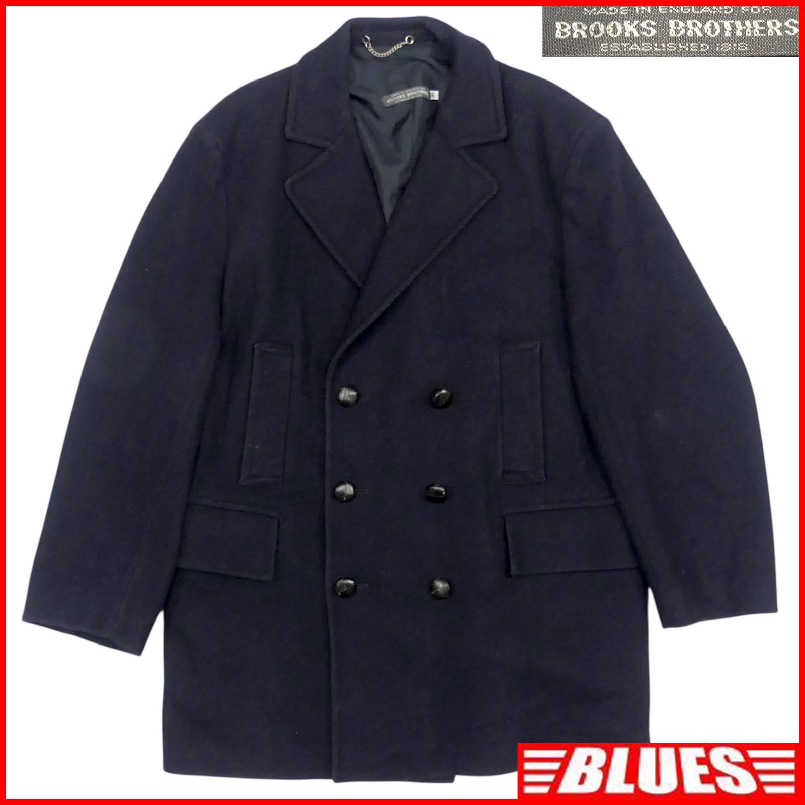 美品 Brooks Brothers ピーコート ダブル BLK 大きいサイズ BROOKS BROTHERS ブルックスブラザーズ ダブルブレスト XL ピーコート