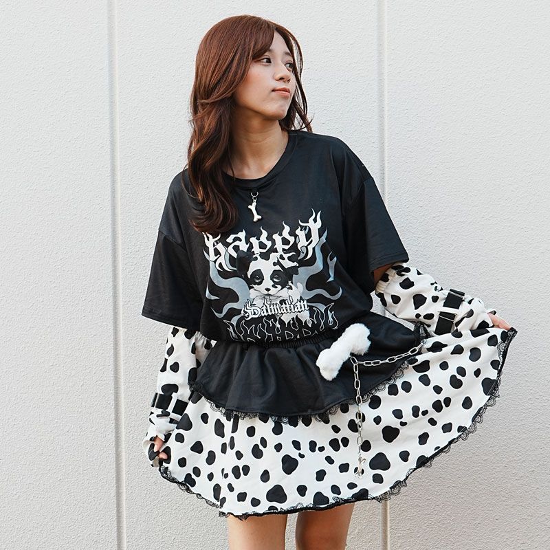 ACDC RAG エーシーディーシーラグ わんわん スカート ミニ丈 原宿 原宿系 ファッション 犬 いぬ ダルメシアン ドット レース チェーン パンク ロック jr-564-130 - メルカリ