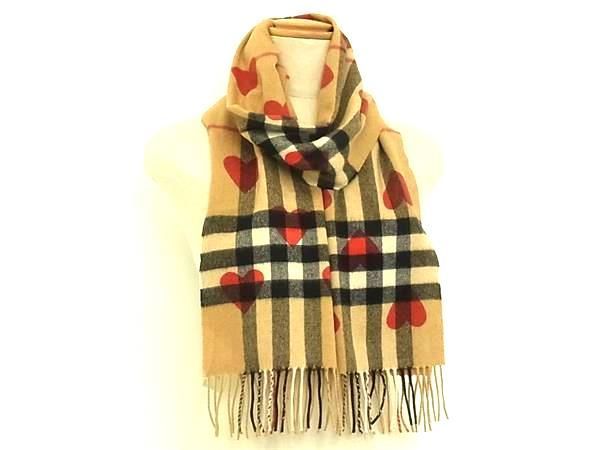 新品同様⭐️ BURBERRY ノバチェック　カシミヤ　ハート　ストール　茶色 □新品同様□ BURBERRY バーバリー ノバチェック カシミヤ100％ ハート