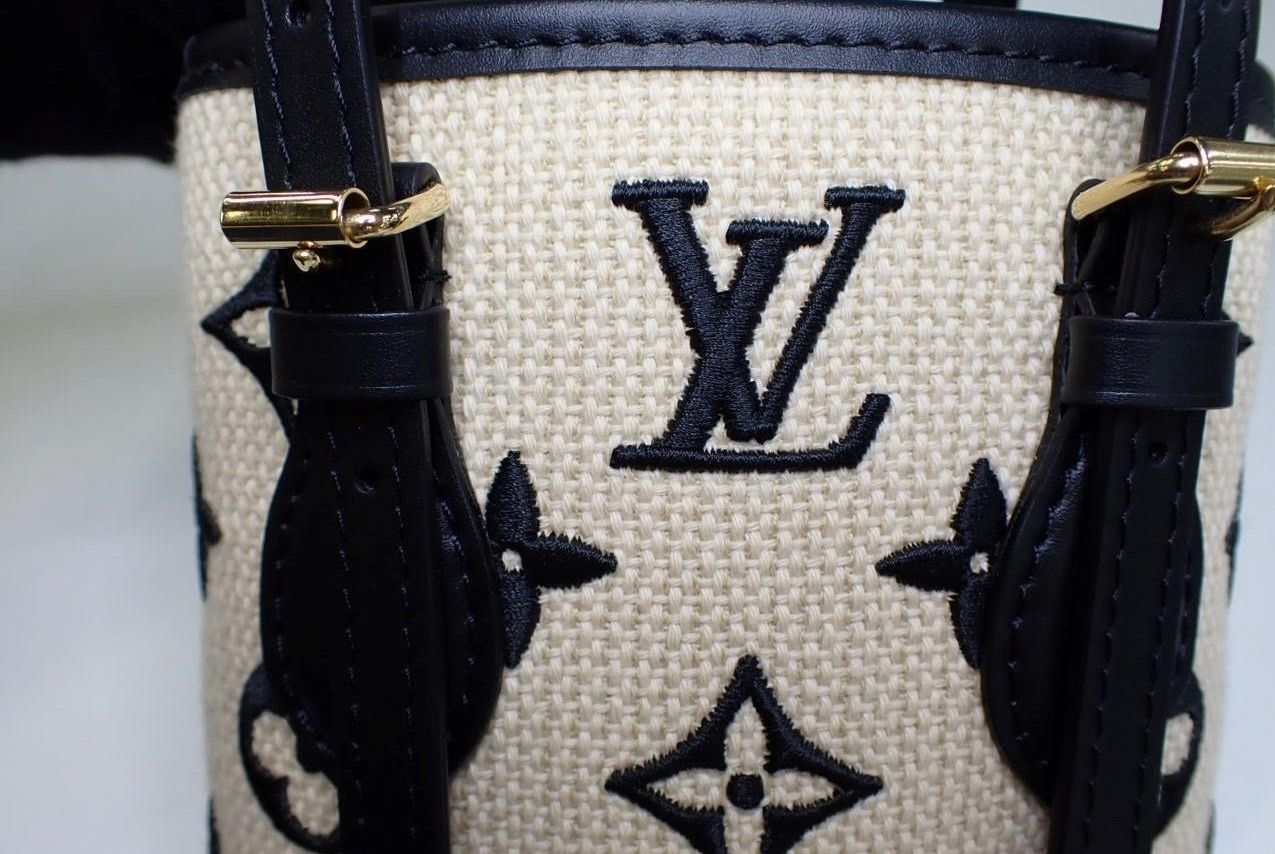 ルイ ヴィトン ナノ バケット 2Way 斜め掛け ハンドバッグ コットン