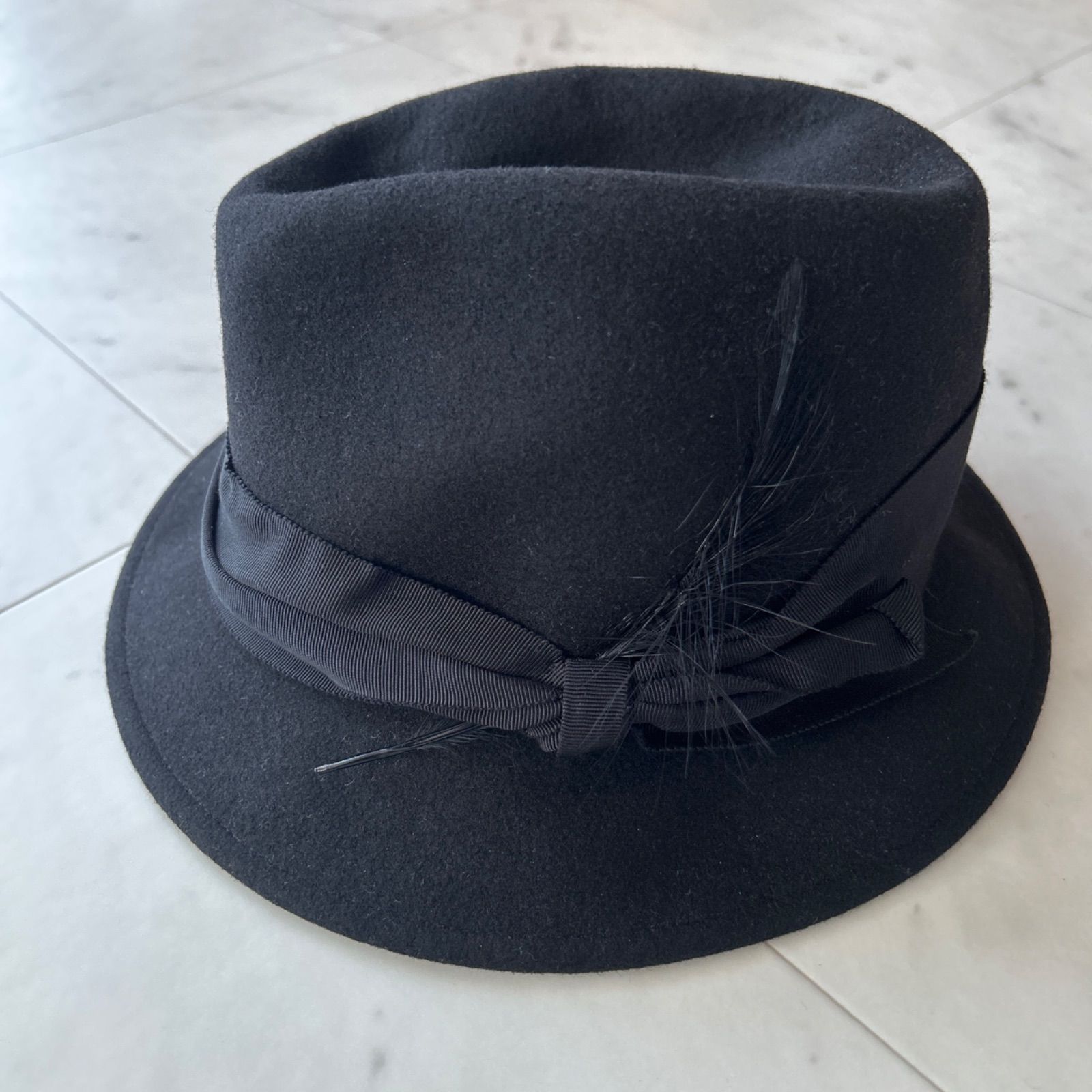 未使用タグ付 CA4LA カシラ フェルトハット 中折れハット ブラック