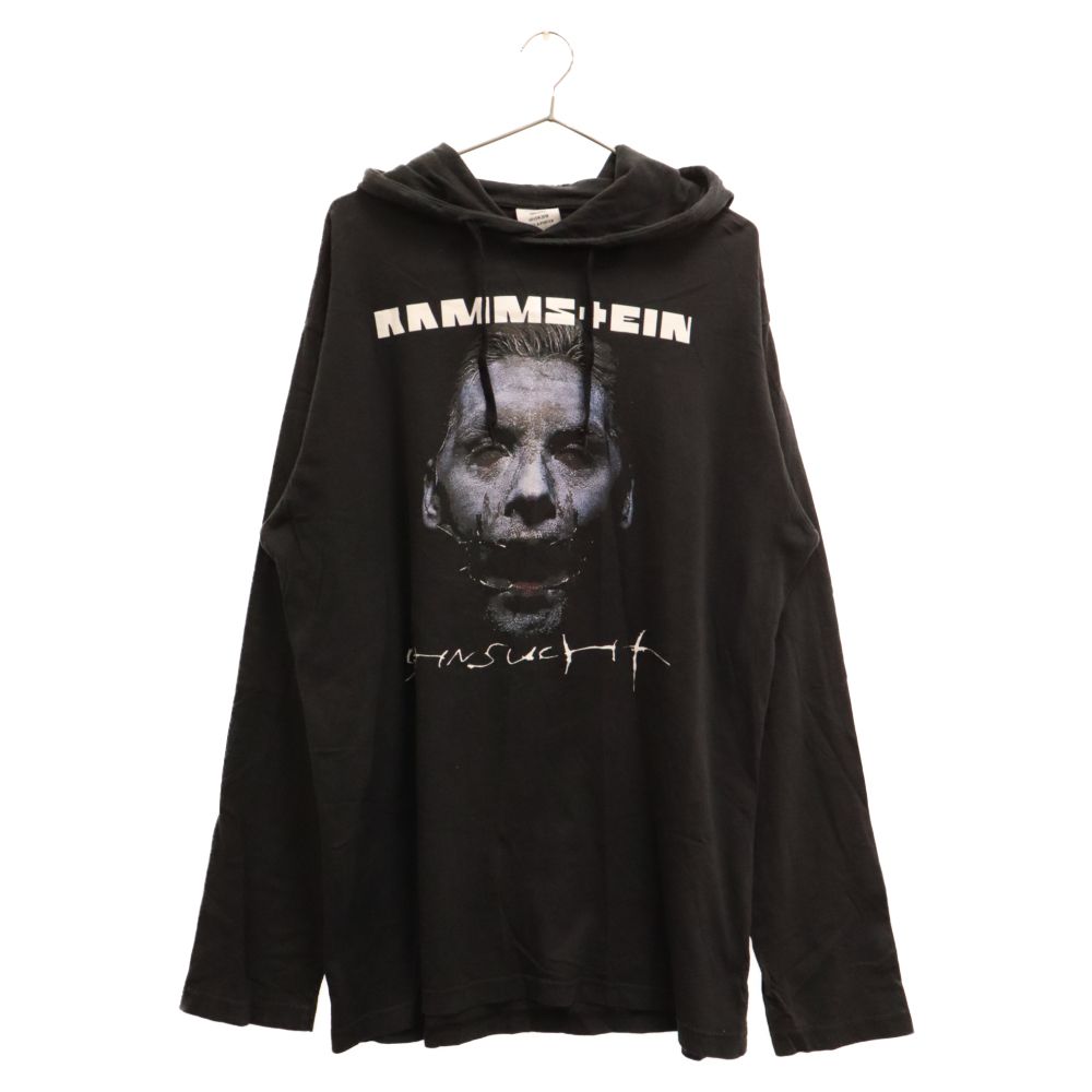 VETEMENTS (ヴェトモン) 17AW Rammstein Oversized Hoodie ラムシュタインオーバーサイズフーデッドロングスリーブTシャツ プルパーカー ブラック MAH18TR28
