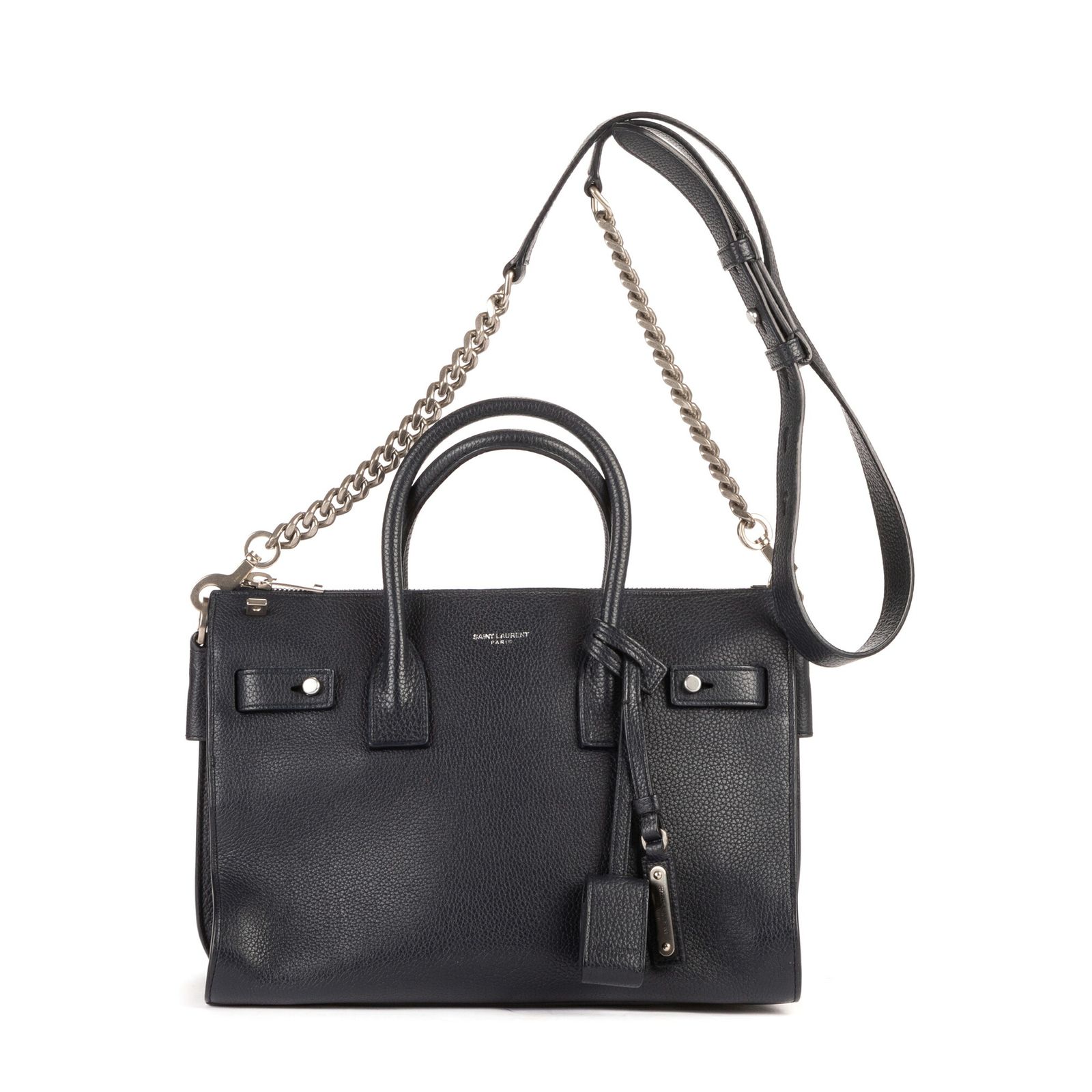 YVES SAINT LAURENT イヴサンローランベビー サック ドゥ ジュール スプルルネイビーカーフスキンレザーA