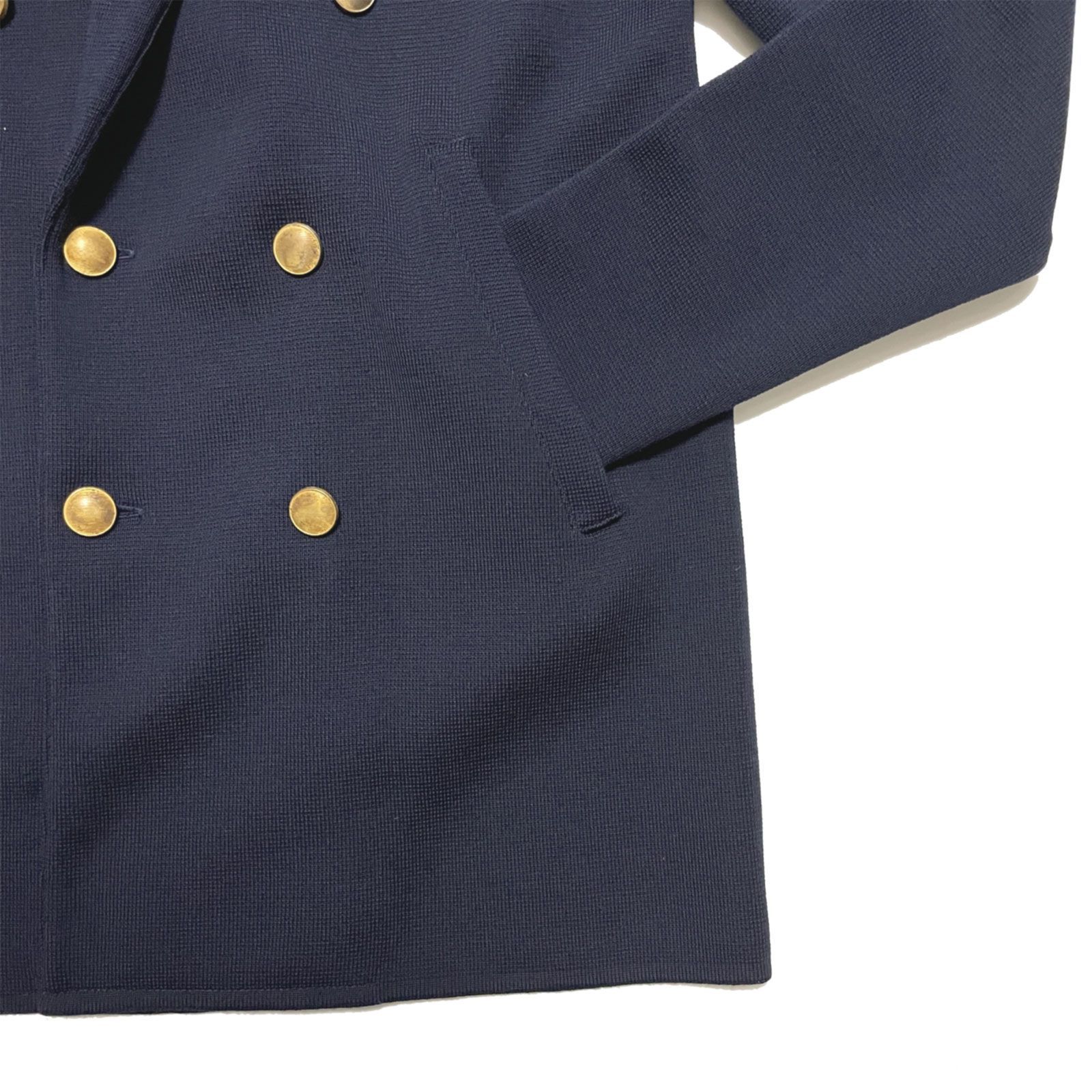 LARDINI テーラードジャケット ダブルブレスト ニット メタルボタン L LARDINI ラルディーニ ショールカラー メタルボタン ダブル