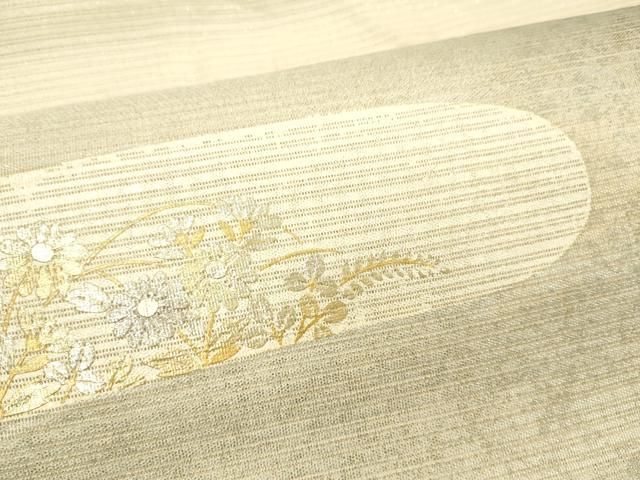 着物屋こころ□夏物 九寸名古屋帯 葡萄蔦の葉文 金銀糸