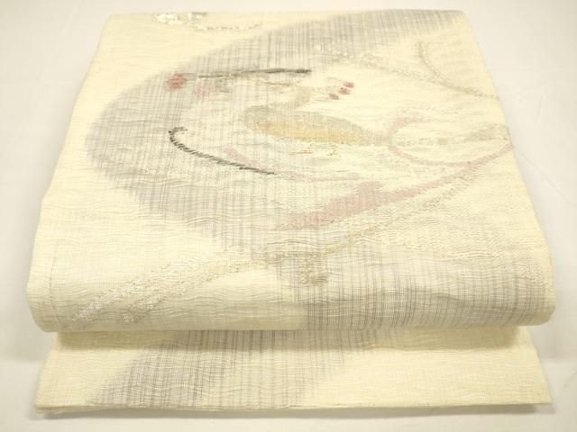 平和屋着物＊夏物 太鼓柄袋帯 流水花鳥文 金銀糸 正絹 DAAY8144cm