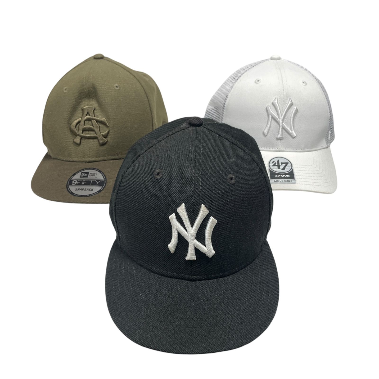 ◆ ◆ NEW ERA ニューエラ CAP キャップ まとめ 3点 ブラック|ホワイト|カーキ 帽子 野球帽 ベースボールキャップ V34385NA