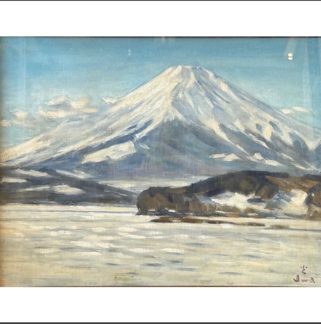 中沢弘光、「赤城湖畔」、希少な画集の額装画 中沢弘光、「赤城湖畔」、希少な画集の額装画