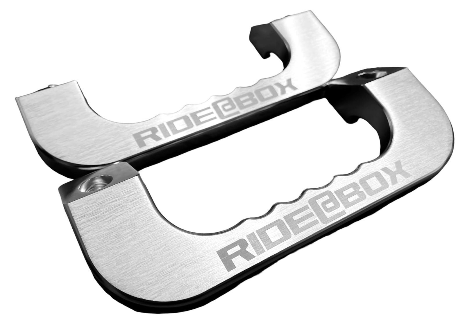 【RIDE@BOXアシストグリップ】ハイエース/レジアスエース 200系 高品質アルミビレット フロント用 左右セット 両面刻印 シルバー