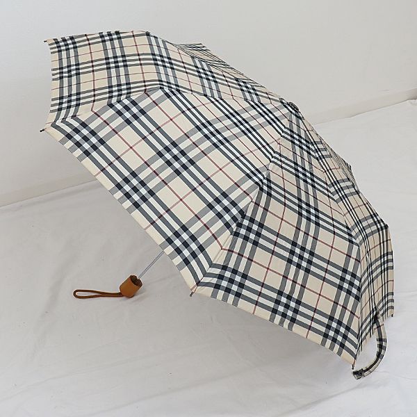 バーバリー 折りたたみ傘 ベージュ系 チェック柄