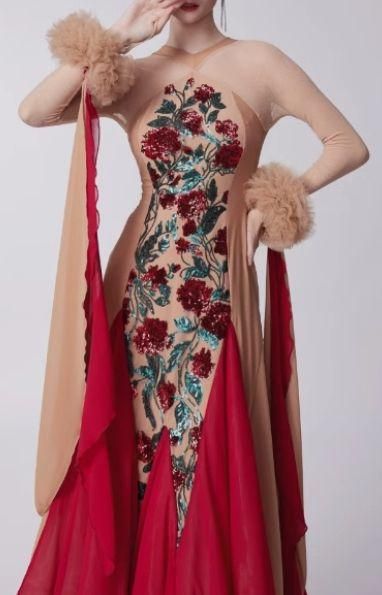 新品未使用社交ダンスドレス ラテンドレス 競技 スタンダードドレス