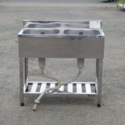 2 アズマ 業務用 ステンレス 2槽 シンク W90 D45 H80 9 cm 厨房 KP2-900