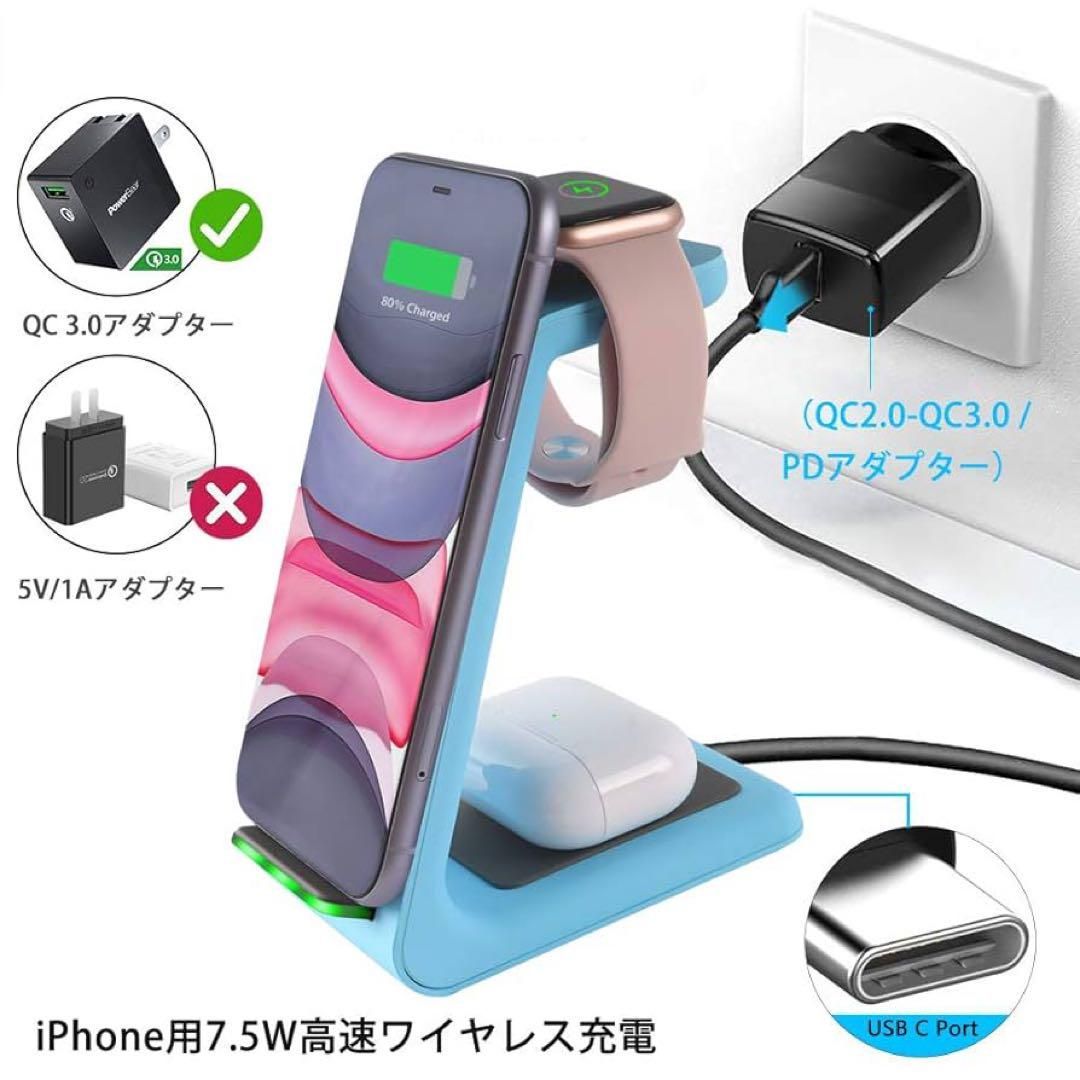 Amazon | 置くだけ充電器 最大15W出力 QC3.0 急速充電器1個