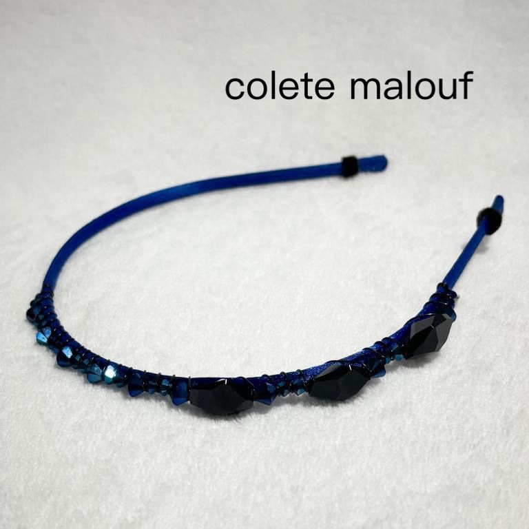 ー品販売  colette malouf ブルー×ブラック カチューシャ コレットマルーフ ヘアアクセサリー