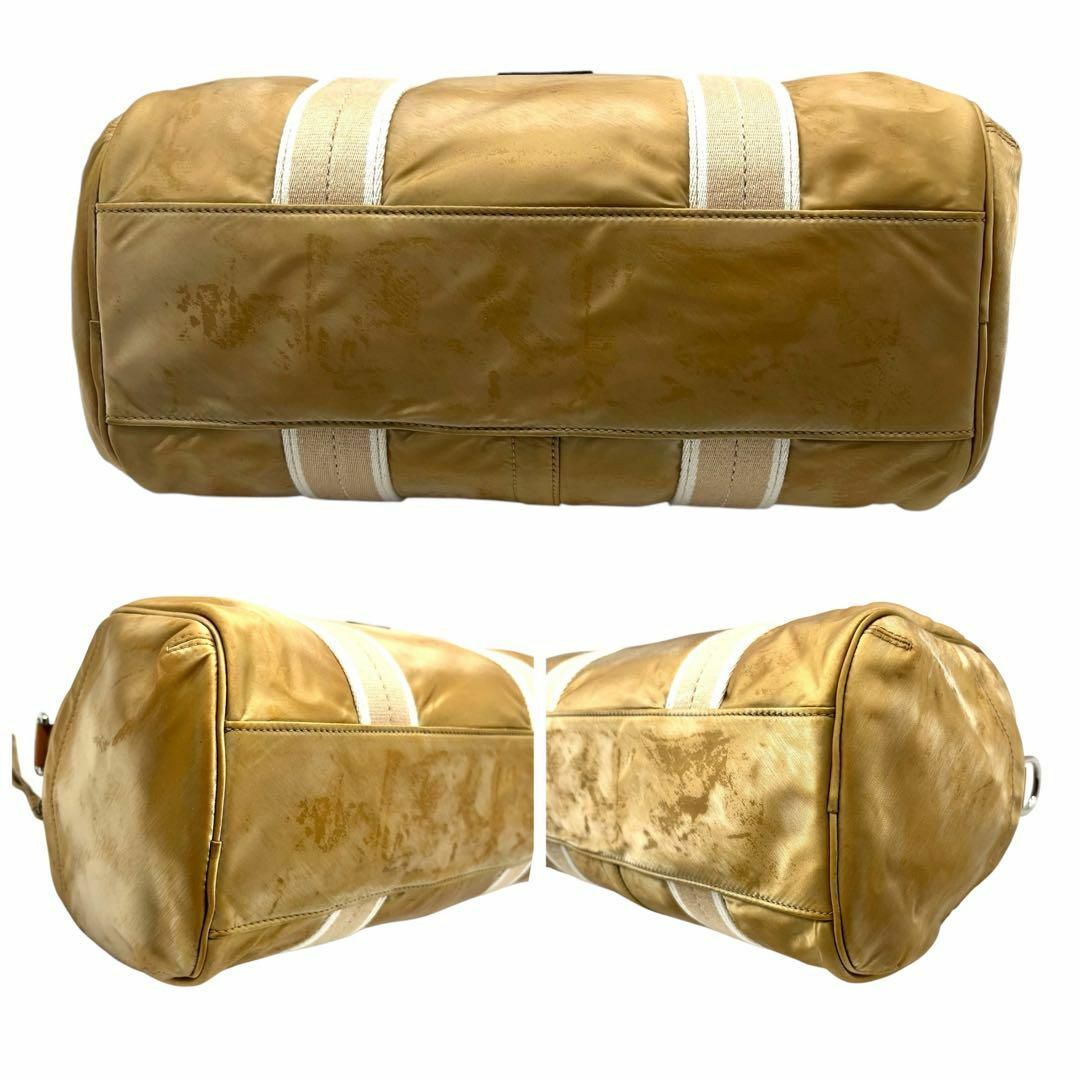 良品 1337 COACH ボストンバッグ 2way ナイロン レザー ゴールド