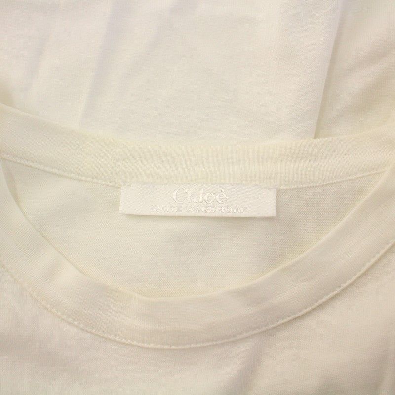 クロエ CHLOE カットソー ノースリーブ クルーネック フリル ストレッチ 無地 XS 白 ホワイト /BB ■GY41 レディース クロエ CHLOE カットソー ノースリーブ クルーネック フリル