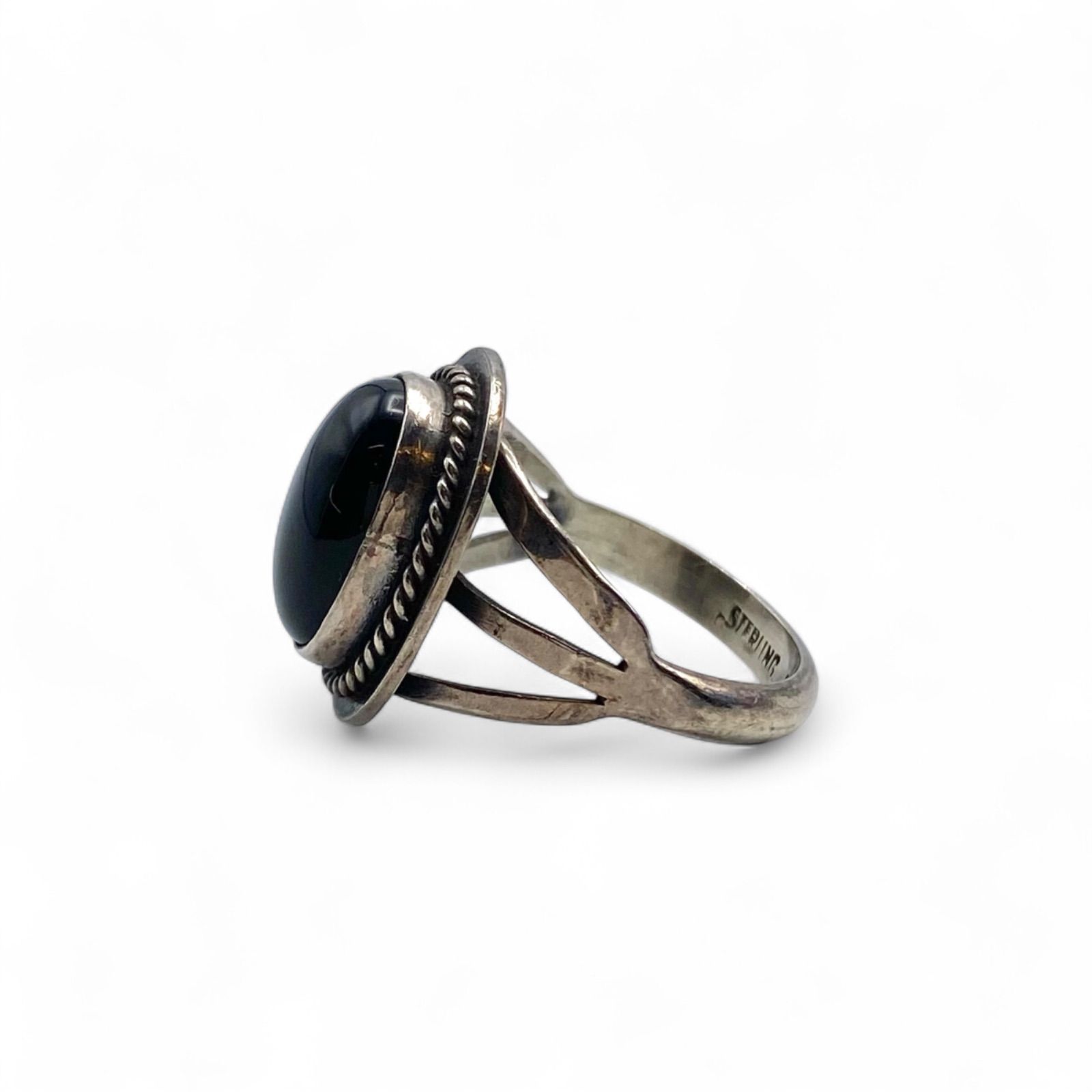 ブラックオニキス】オーバル Silver 925 刻印 90s Vintage Ring 