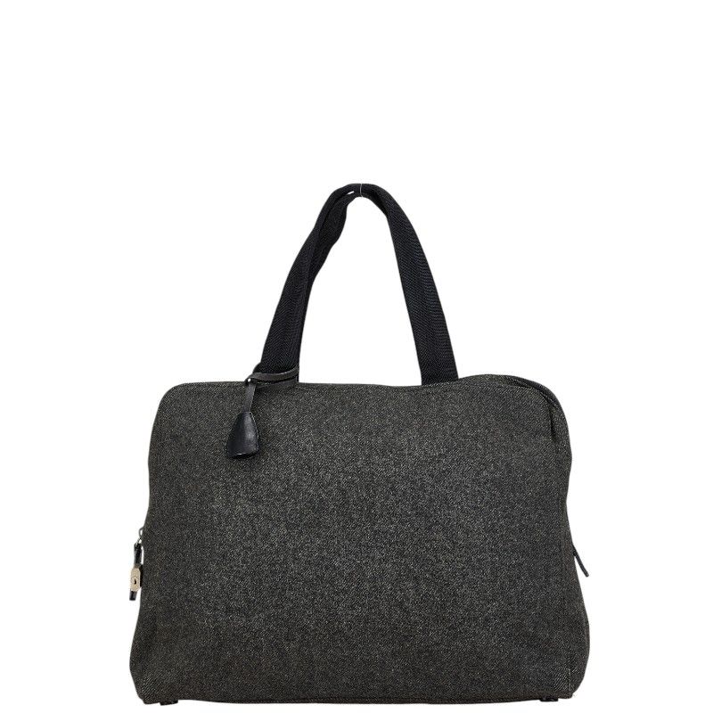 プラダ 三角ロゴプレート ハンドバッグ トートバッグ グレー ショップ