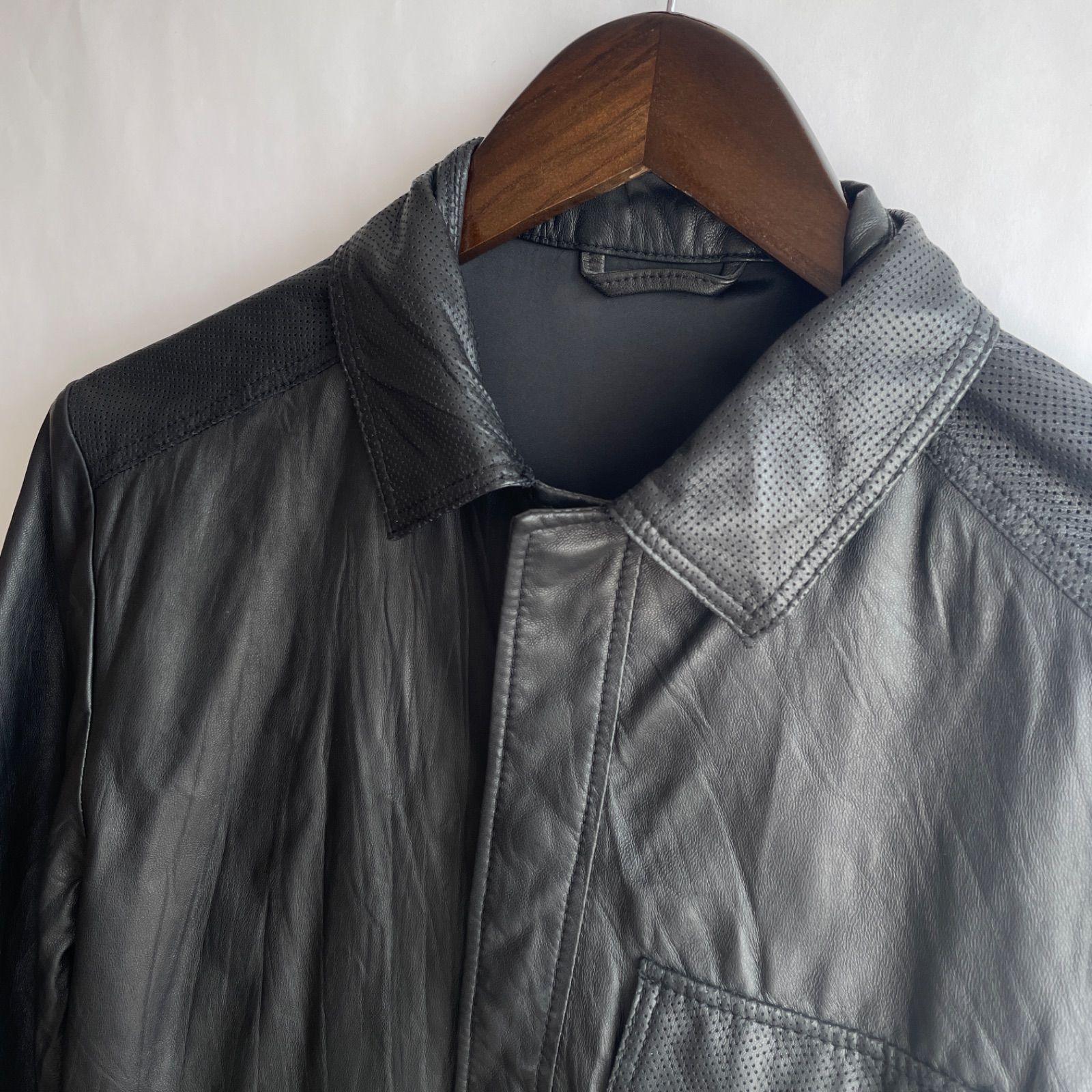 joseph homme レザーシャツ レザージャケット 46 本革 ラムレザー 美品】ジョセフオム メンズ 羊革 レザージャケット ラムレザー