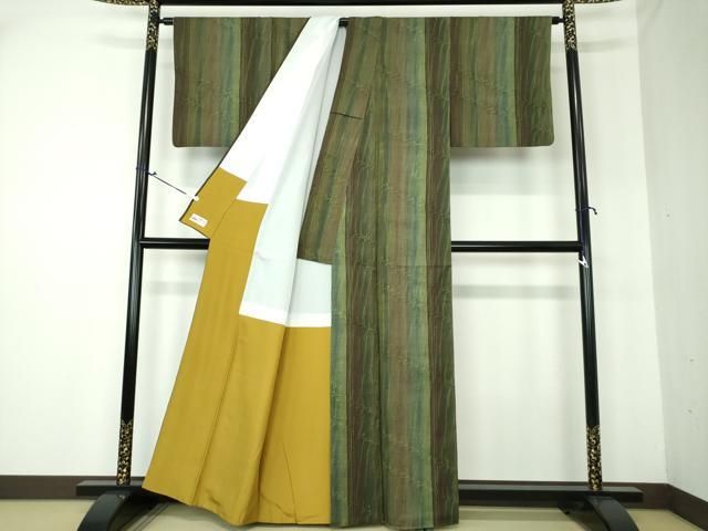 平和屋着物○上質な紬 竜巻絞り 変わり間道 やまと誂製 正絹 逸品  