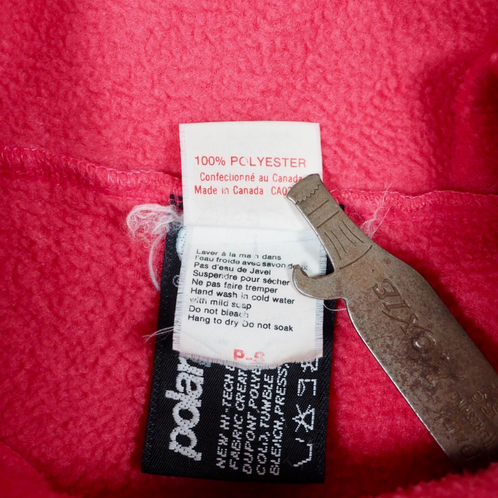 【レア】90's LOUIS GARENEAU カナダ製 スナップT フリースジャケット ピンク S ポーラテック POLARTEC FLEECE  ビンテージ