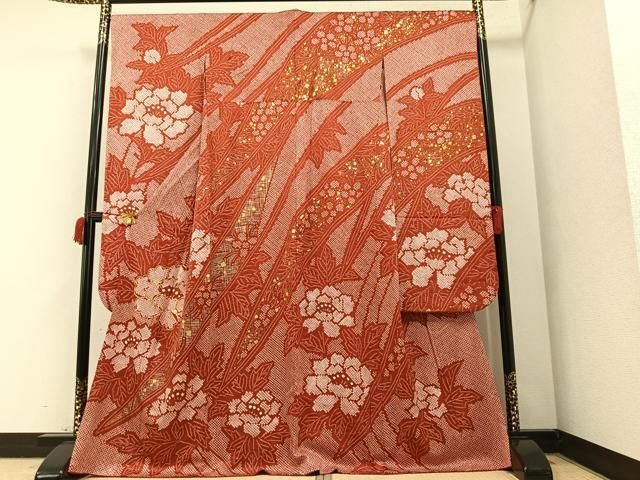 振袖 金駒刺繍 絞り 花柄 七宝 華やか 正絹 AK-4198 平和屋着物□豪華振袖 駒刺繍 絞り 草花文 金彩 正絹 逸品