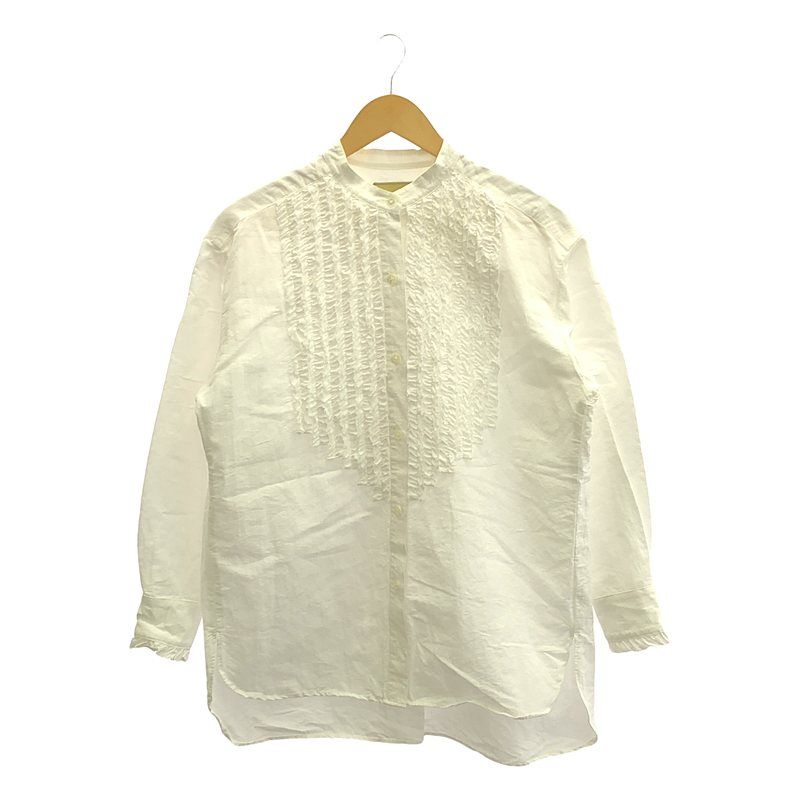 美品 ユナイテッドアローズ コットン リネンフリル スタンドカラー シャツ 白 ユニクロ公式 | コットンリネンスタンドカラーシャツ