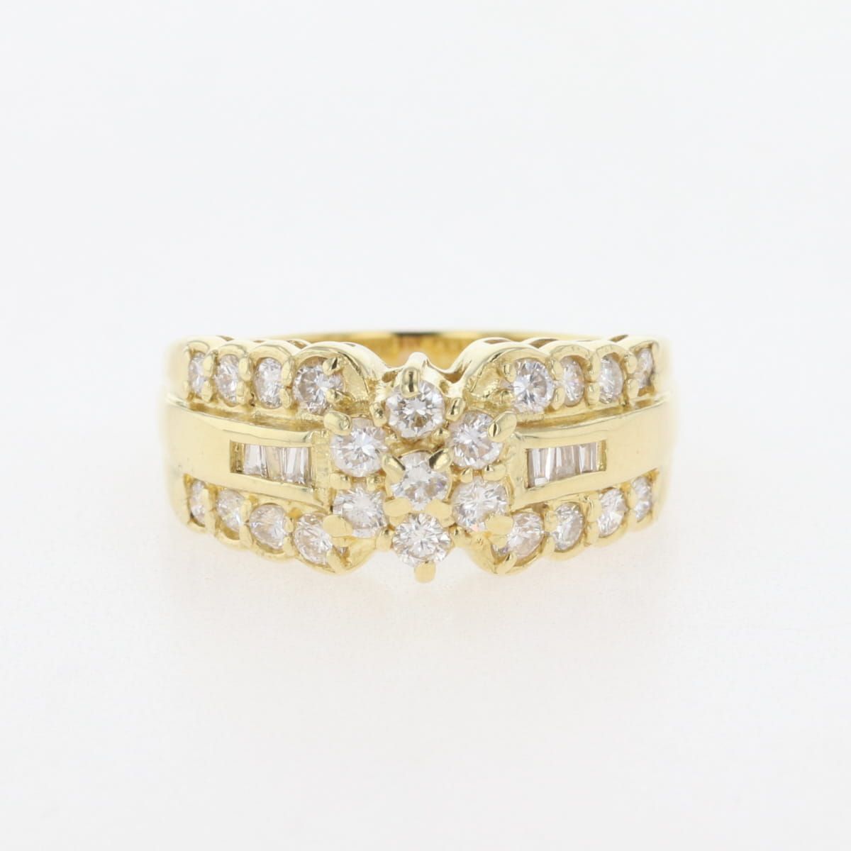 k18 メレダイヤリング10号♪ メレダイヤ デザインリング 10号 K18