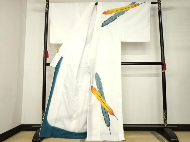 平和屋着物●男性 訪問着 舞羽根文 金彩 洗える着物 AABB7883ck