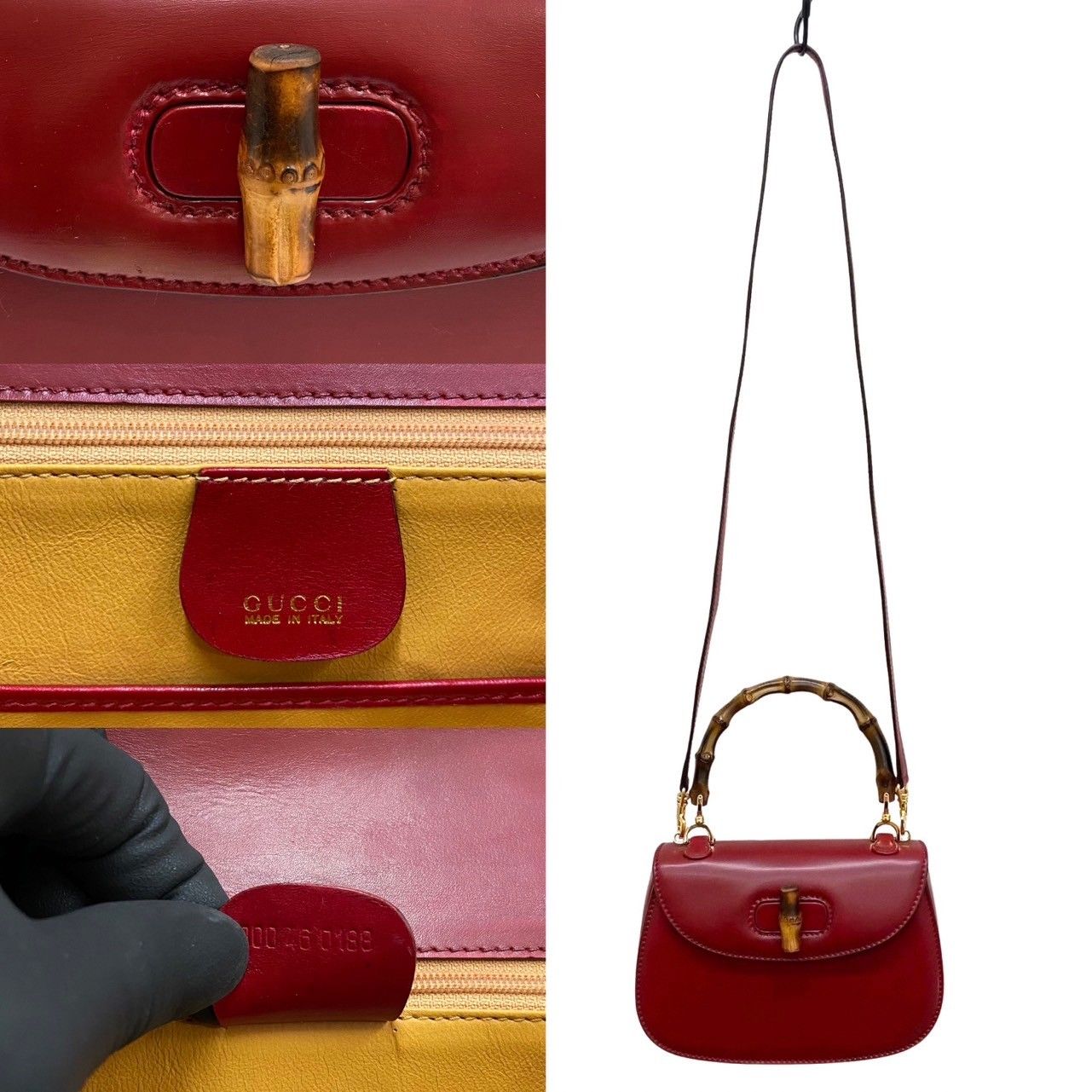 ○未使用○GUCCI オールド グッチ○希少○バンブー○カーフ レザー 本 