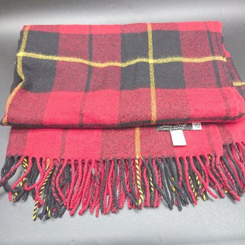 ◇ ⊇ John Scott ジョンスコット チェック柄 マフラー レッド系