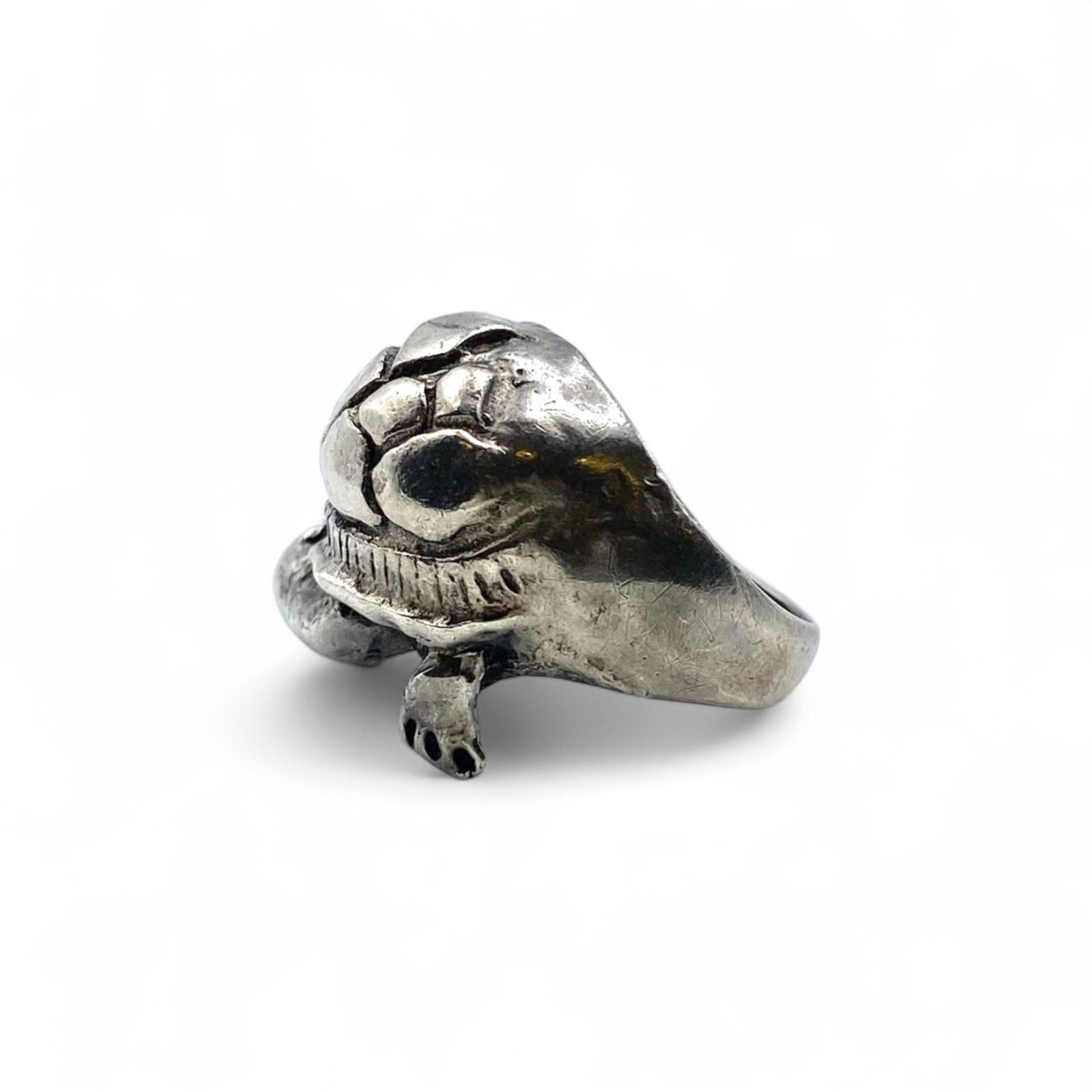 抜群の存在感】タートル 亀 Silver 刻印 80s Vintage Design Ring 