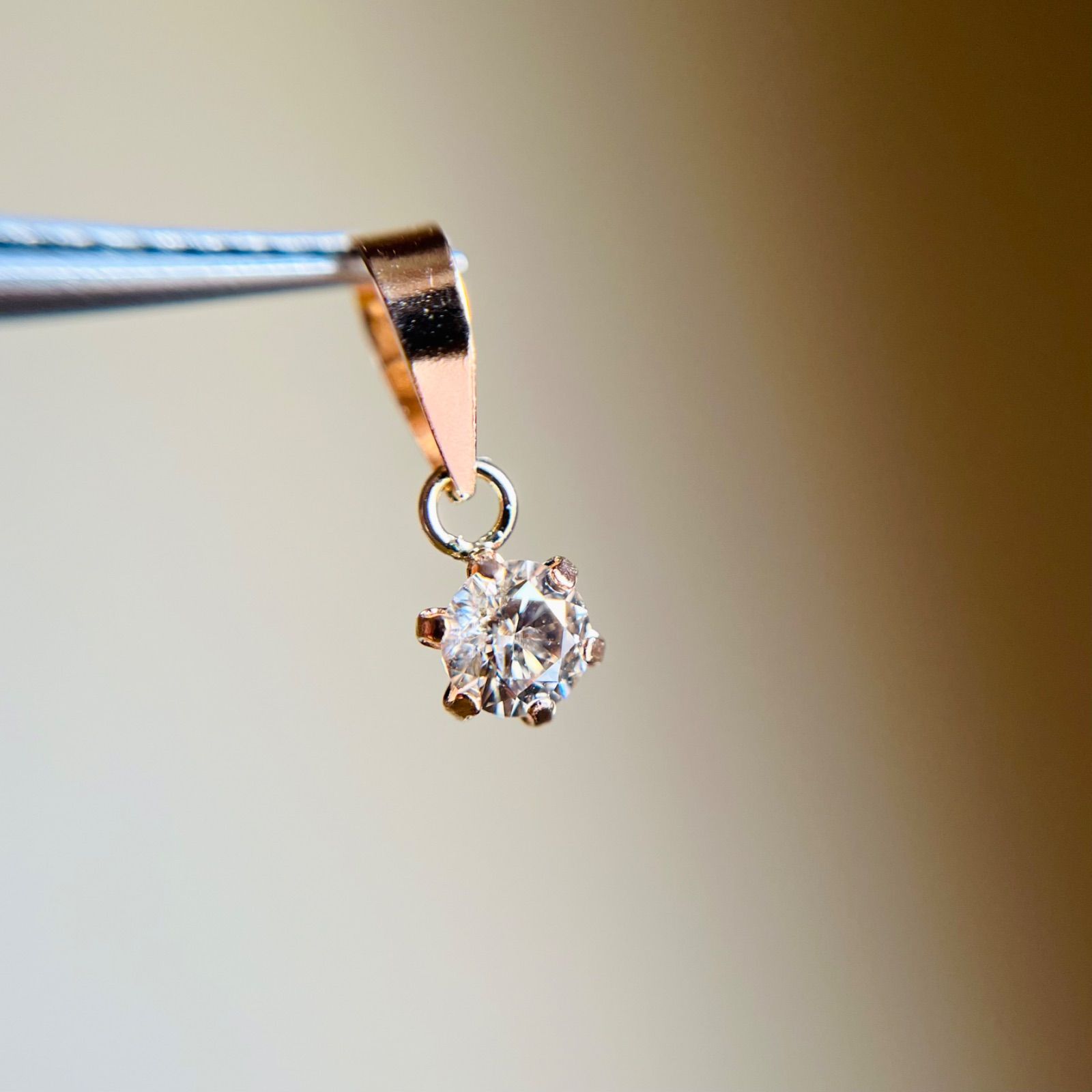 K18PG 希少☆天然ピンクダイヤモンド 0.15ct ペンダントトップ 18金