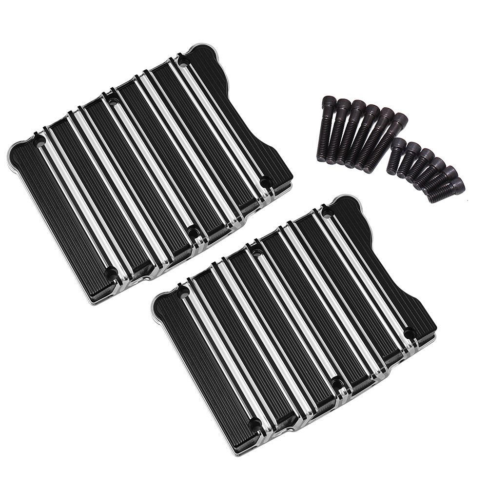 バイク 二輪 ペア ブラック アルミニウム トップロッカーボックスカバー 1999-2017 ハーレー TWIN CAM ダイナ ソフテイル