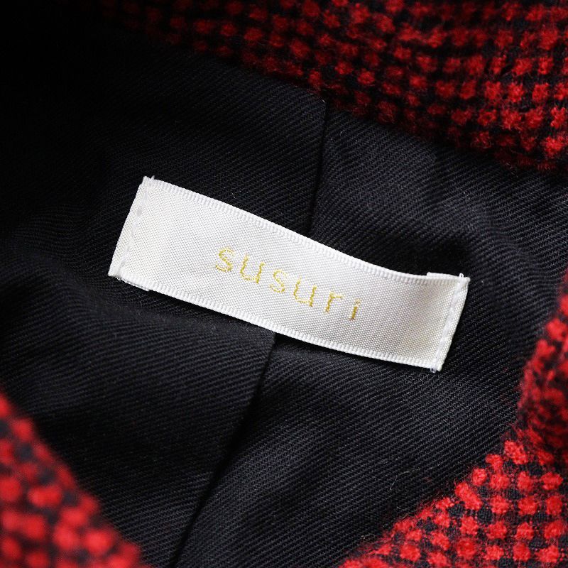 美品 ススリ susuri ブランシージャケット 1 /レッド ウールコットン  