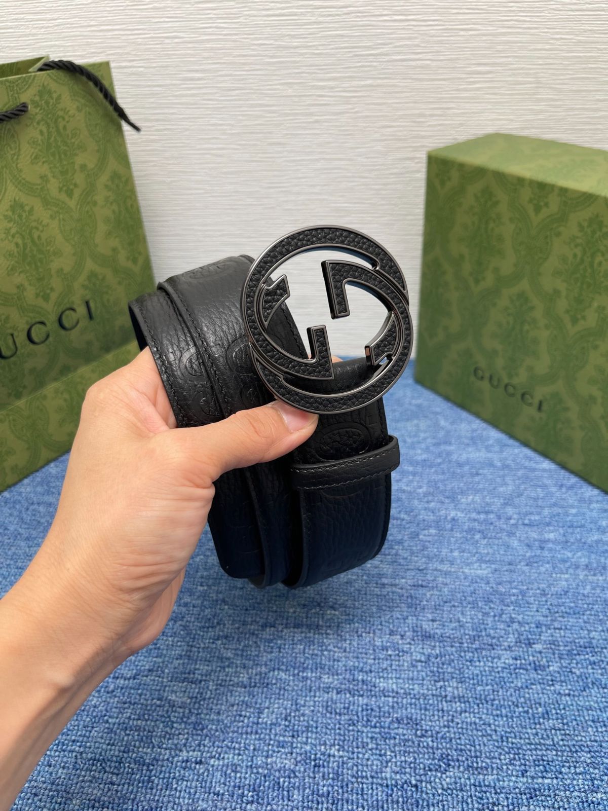 今日特価】Gucci Signature ダブル G バックル 本革ベルト-2