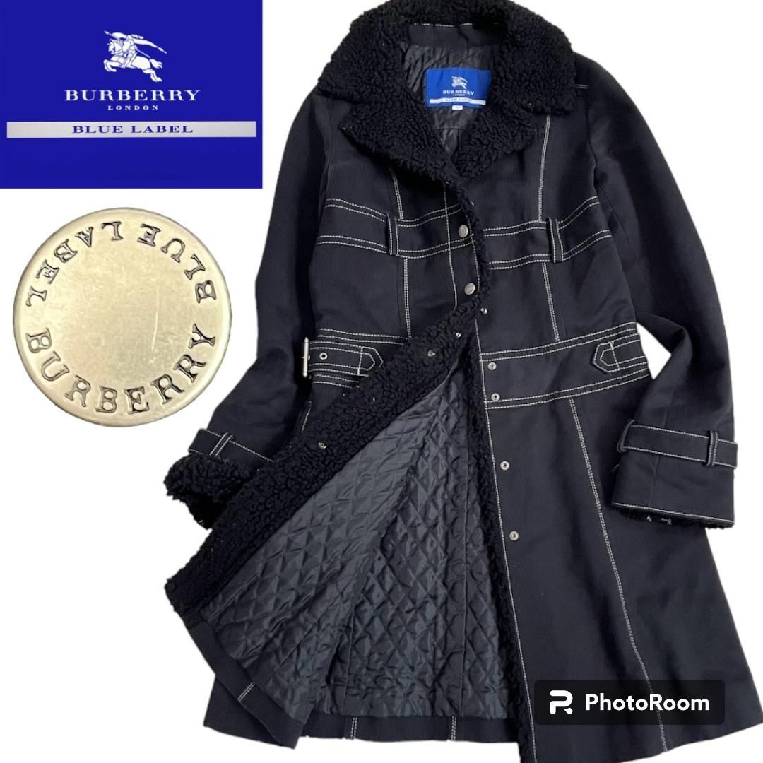 BURBERRY BLUE LABEL バーバリーブルーレーベル ボア ロングコート