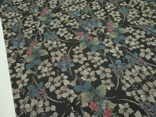 平和屋本店□極上 本場大島紬 泥染め 9マルキ 草花文 当田絹織物謹製