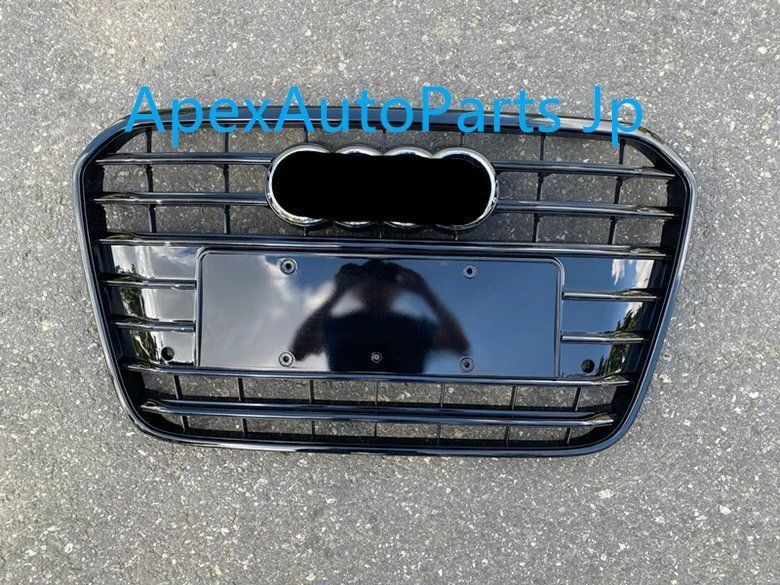 アウディA6L 改造用フルブラックグリル 2012-2015年モデル A6 C7 ブラックサムライフロントグリル エンブレム付き