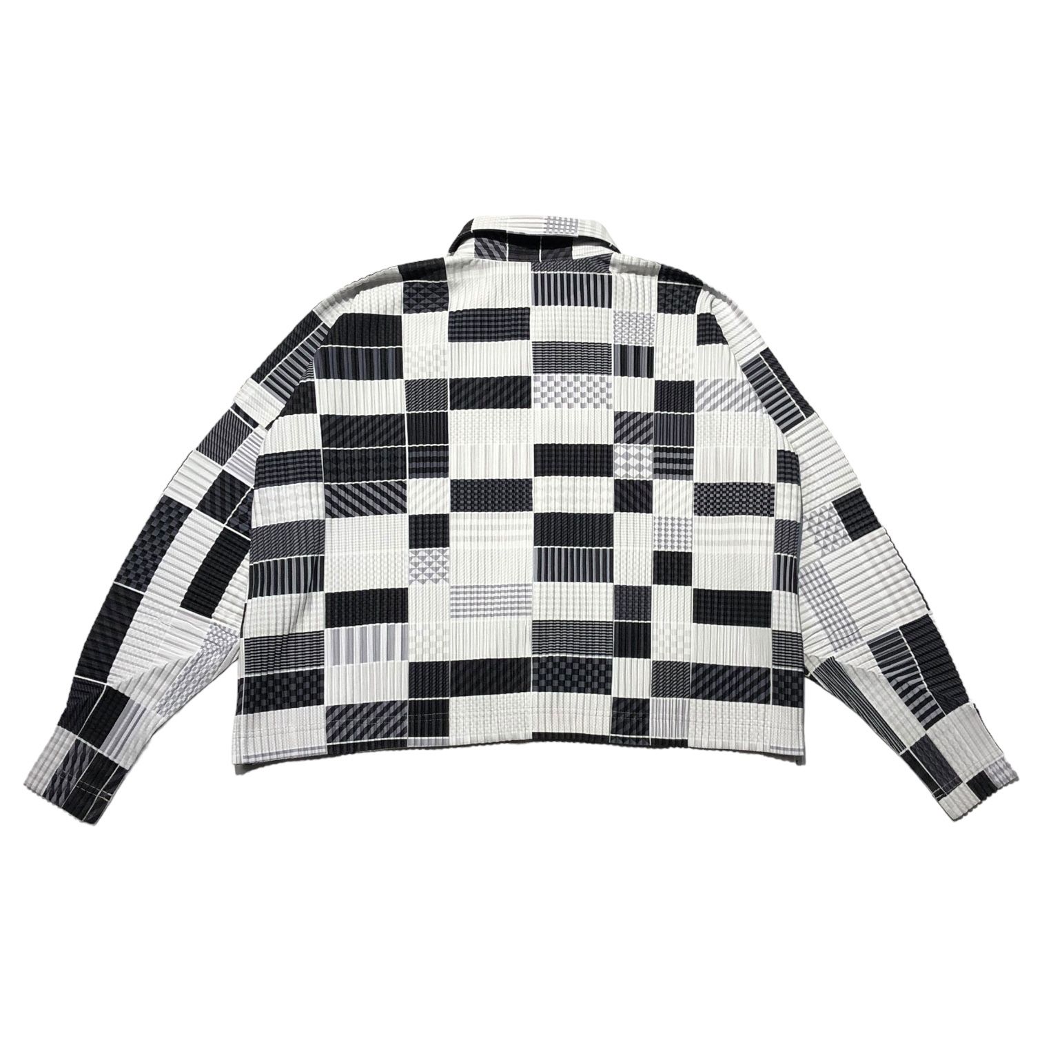 HOMME PLISSE ISSEY MIYAKE(オムプリッセイッセイミヤケ) 21SS Random check pleat zip-up jacket  ランダム チェック プリーツ ジップアップ ジャケット HP11-JL228-96 ライトグレー