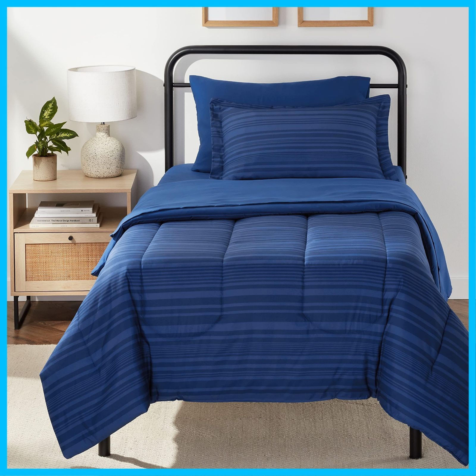 数量 5点セット ツイン ツインXL ブルーカルバンストライプ マイクロファイバー素材 軽量 掛け布団寝具セット ベーシック