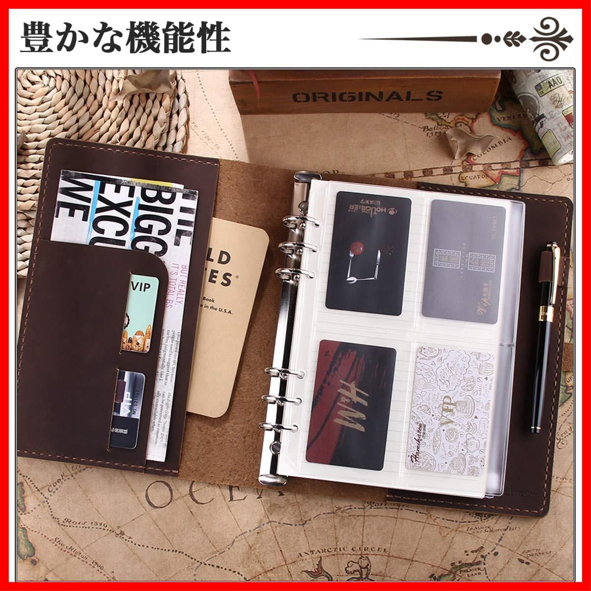 本革表紙の手縫手帳(ブラック) 特価商品システム手帳 本革ノート A5サイズ 本革 2024 ノートカバー