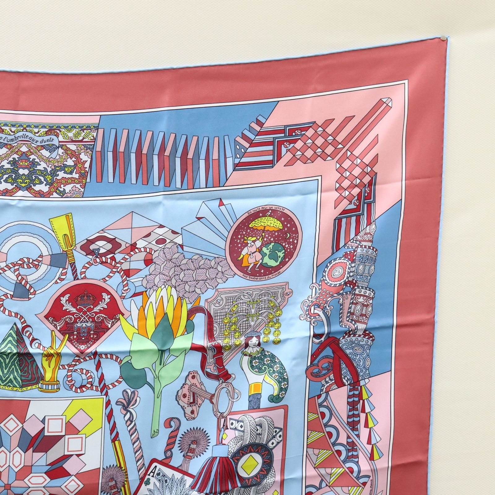 HERMES スカーフ 美品 エルメス シルク スカーフ カレ90 Voyage en Etoffes 世界