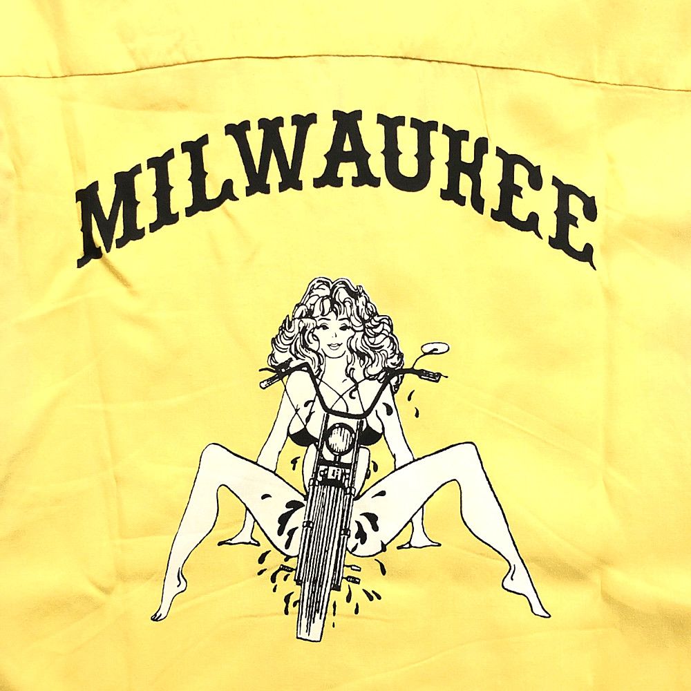 MINEDENIM マインデニム CU. Denim Milwaukee Rib Arm Bowling Shirt ボーリング 半袖シャツ イエロー サイズ1 正規品 / 31480