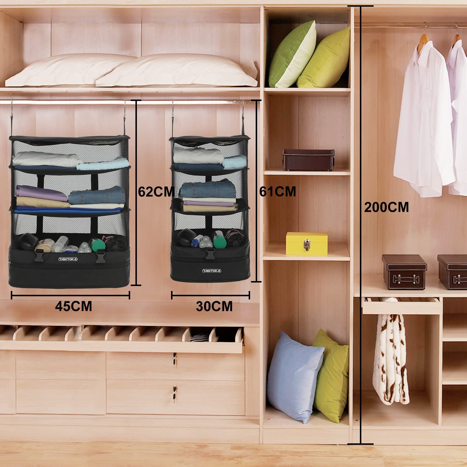 送料無料 TABITORA タビトラ 収納ボックス 吊り下げ インナーバッグ 衣類ラック 収納 旅行 出張 クローゼット 省スペース 大容量 衣装ケース 4段 オーガナイザー 2個セット ブラック L XL SKLAD-KIRPICHA_RU