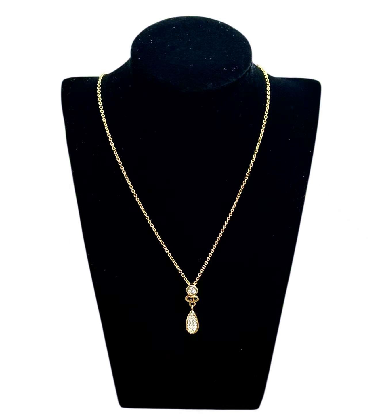 ◆クリスチャンディオールChristianDiorネックレス＆イヤリングセットヴィンテージVintageティアドロップモチーフラインストーン